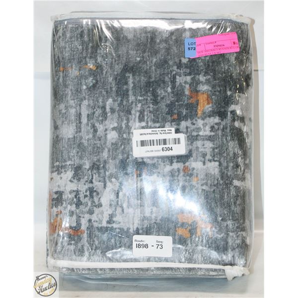 NEW ABSTRACT RUNNER RUG GREY AND RUST 3 X 5FT