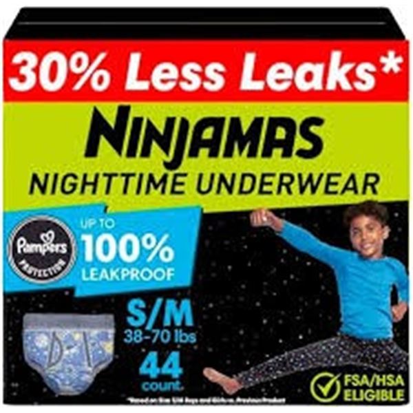 NEW 44 PAMPERS NINJAMAS NIGHTTIME UNDERWEAR S-M