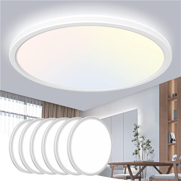 NEW 6 PACK OF ZEMTY 12" FLUSH MOUNT CEILING LIGHTS