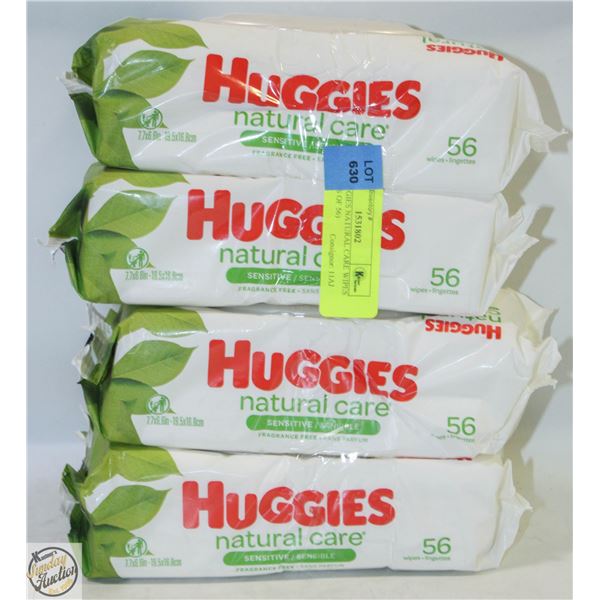 224 HUGGIES NATURAL CARE WIPES (4 PACKS OF 56)