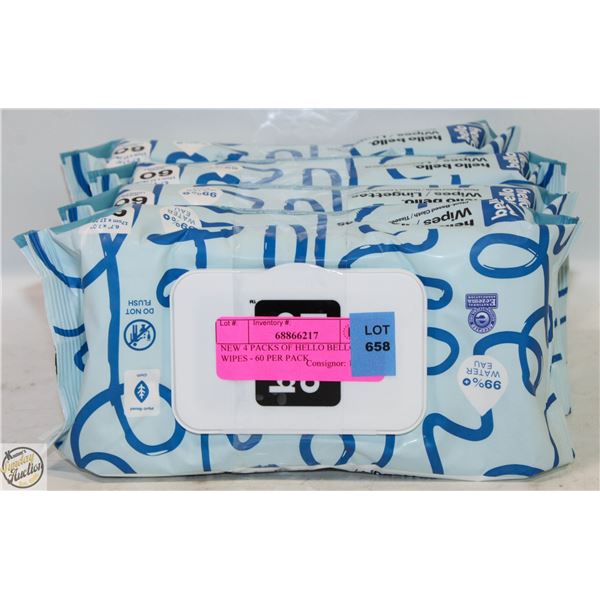 NEW 4 PACKS OF HELLO BELLO WIPES - 60 PER PACK