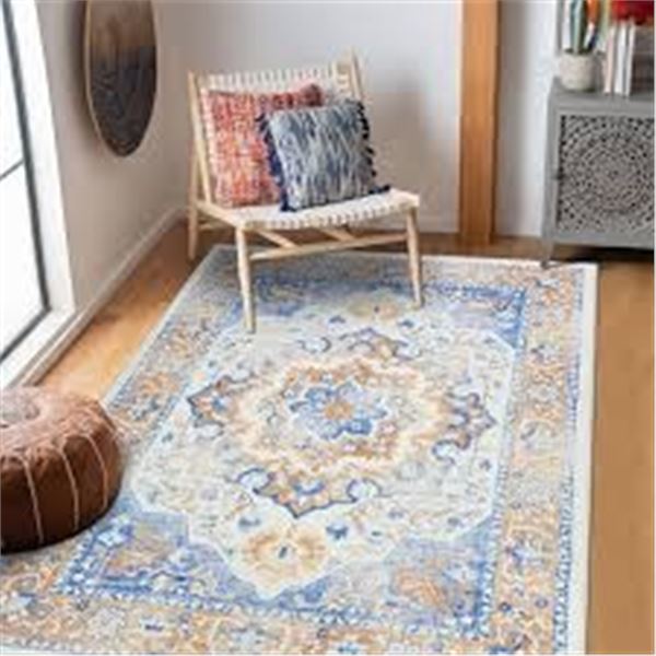 NEW TOPOTDOR 9 X 12FT LARGE BLUE ORANGE AREA RUG