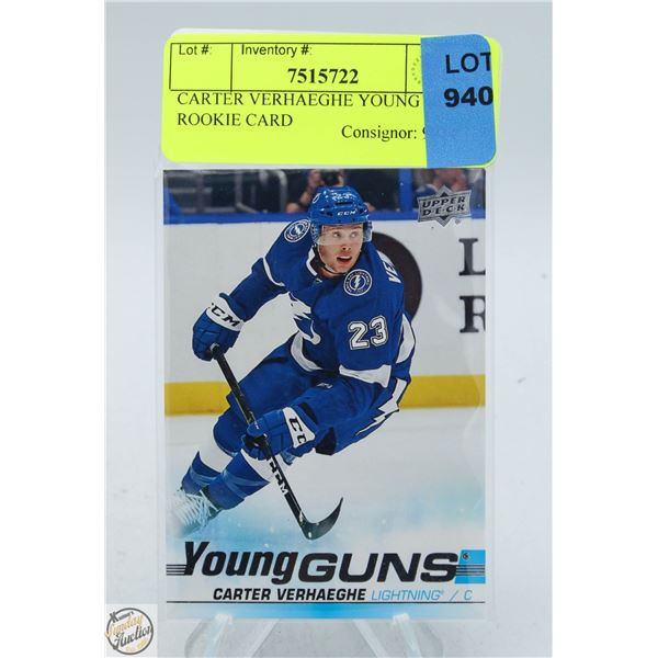 CARTER VERHAEGHE YOUNG GUNS ROOKIE CARD