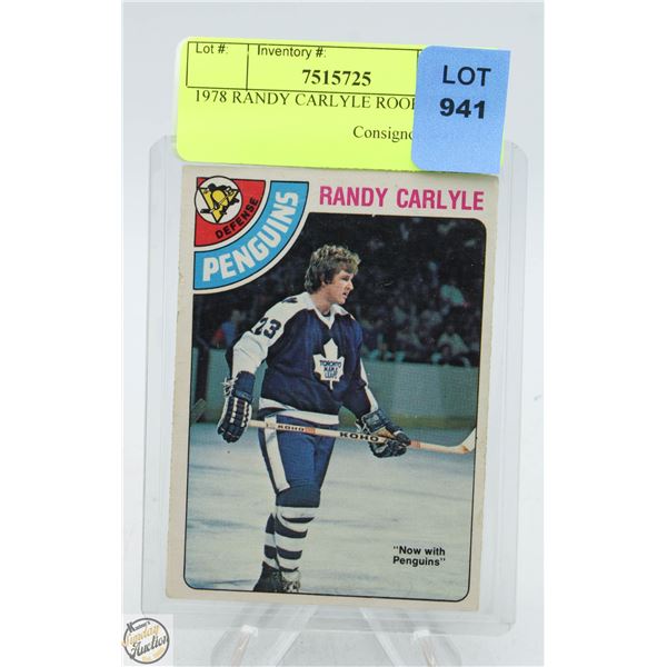 1978 RANDY CARLYLE ROOKIE CARD
