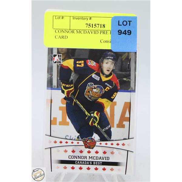 CONNOR MCDAVID PRE ROOKIE CARD