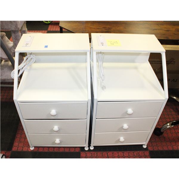 PAIR OF NEW NIGHTSTANDS WITH OUTLETS (DAMAGE)