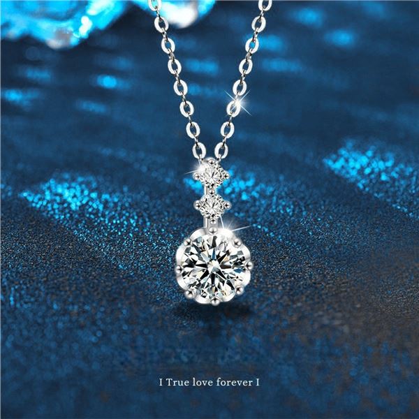1 CT GRA CERTIFIED ROUND BRILLIANT 925S NECKLACE