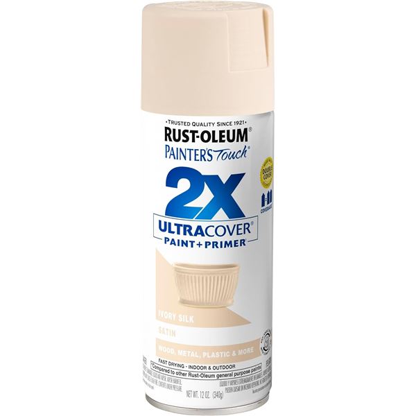 THREE 340G CANS OF RUST-OLEUM SATIN IVORY SILK