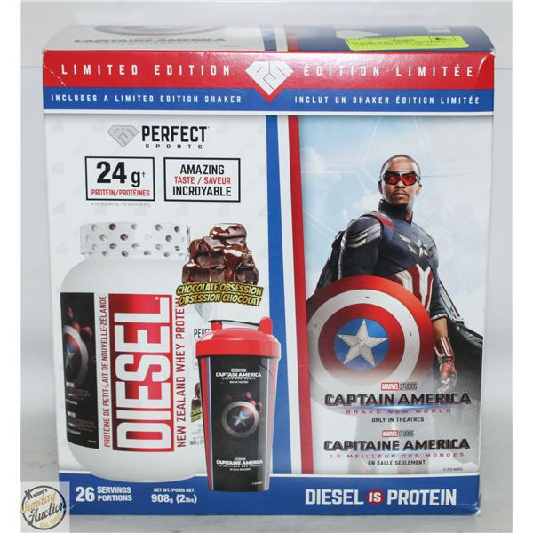 SEALED 2LBS DIESEL PROTEIN & CAPTAIN AMERICA CUP