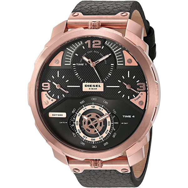 NEW DIESEL 56MM ROSE GOLD BLACK DIAL