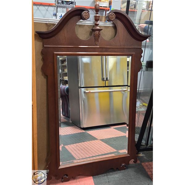 VINTAGE WOOD CARVED HANGING MIRROR 34" X 54"