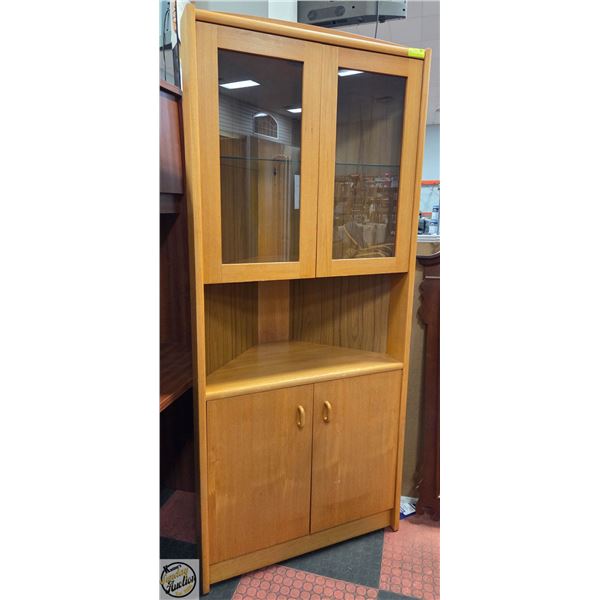 CORNER CABINET WITH GLASS DOORS H-74" W-16"