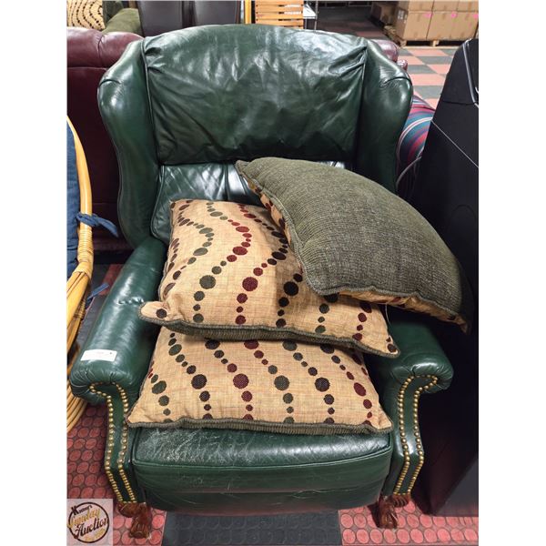 GREEN LEATHER RECLINER CHAIR LEATHER IS STRIPPING