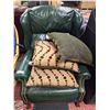 Image 1 : GREEN LEATHER RECLINER CHAIR LEATHER IS STRIPPING