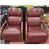 Image 1 : 2 RED LEATHER RECLINING ARM CHAIRS