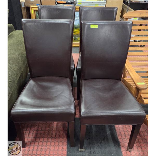 4 BROWN LEATHER CHAIRS