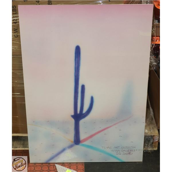 "TEXAS ART" IN GLASS 33" X 24" BY D.C.SMITH