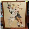RE-PRINT 2 CLOWNS PLAYING BADMINTON SIGNED BY