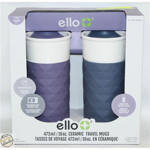 NEW 2 ELLO CERAMIC TRAVEL MUGS