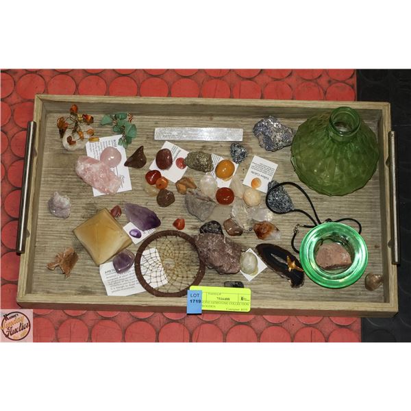GENUINE GEMSTONE COLLECTION ON WOODEN