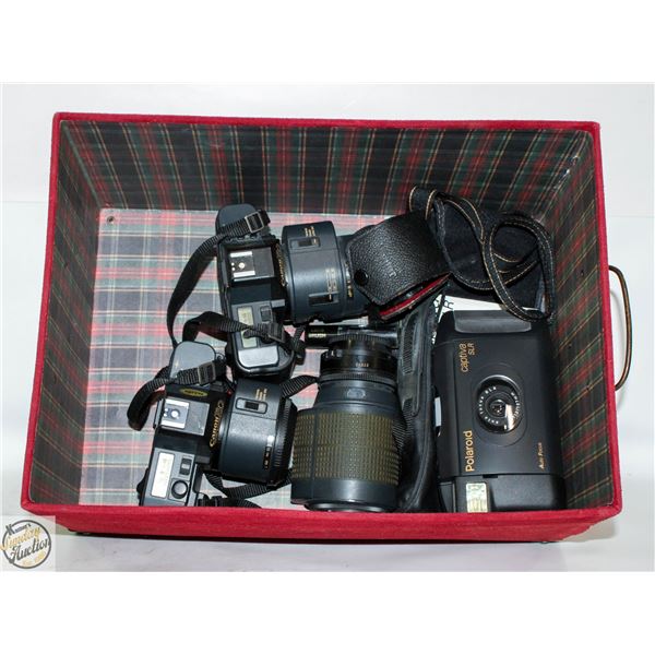 CAMERAS 2 CANON T80 / POLAROID / EXTRA LENSES &