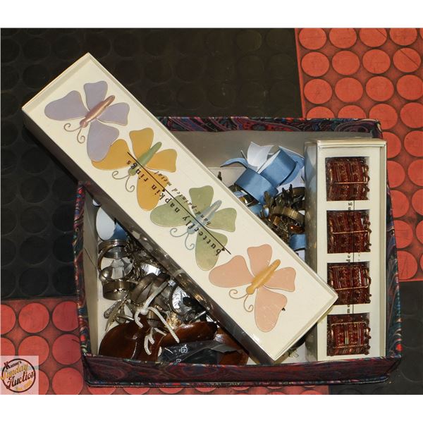 LARGE BUNDLE OF NAPKIN RINGS MOST ARE NEW