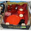 Image 1 : RED DISHWARE LOT INCLUDES 2 EMILE HENRY DISHES +
