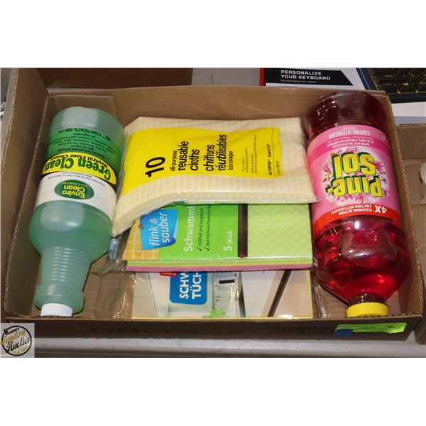 FLAT OF ALL NEW CLEANING SUPPLIES