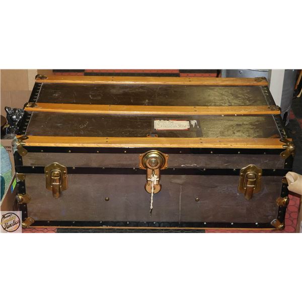 VINTAGE TRAVEL TRUNK 36” X 20” X 13” HIGH