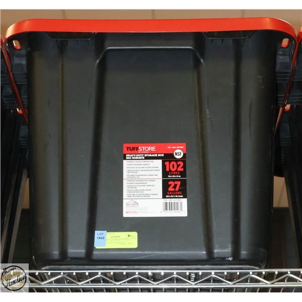 TUFFSTORE 102L HEAVY DUTY STORAGE TOTE WITH LID