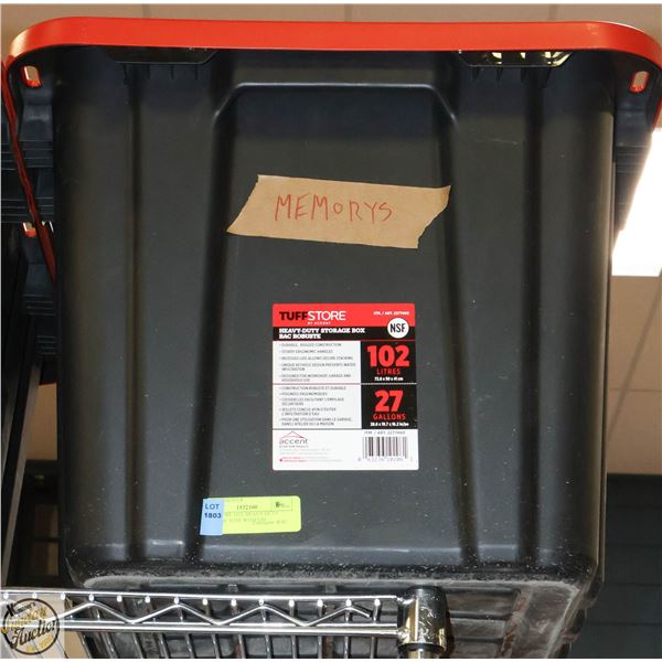 TUFFSTORE 102L HEAVY DUTY STORAGE TOTE WITH LID