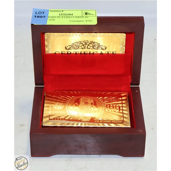 GOLD TONE PLAYING CARDS IN HARDCASE