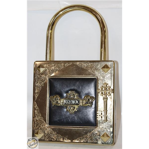 VINTAGE PADLOCK SHAPED KEY BOX