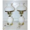PAIR OF WHITE MILK GLASS+BRASS LAMPS (REMOVABLE-
