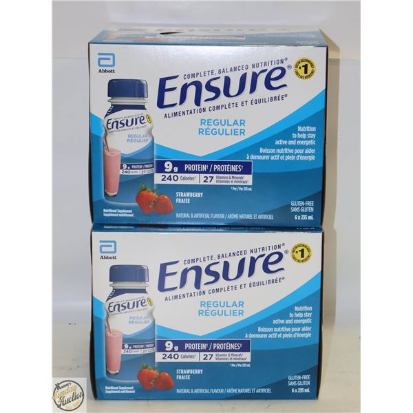 2 CASES OF ENSURE 6 X 235 ML 1 STRAWBERRY