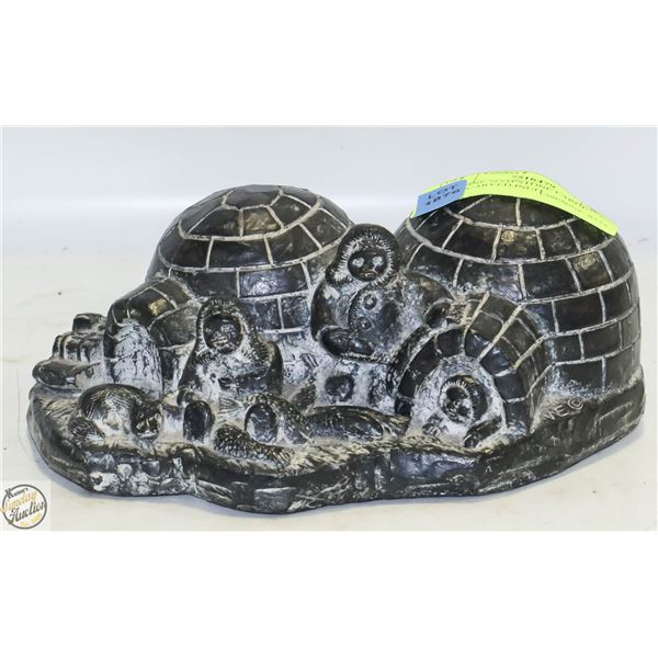 GENUINE SOAPSTONE LARGE HANDCARVED INUIT