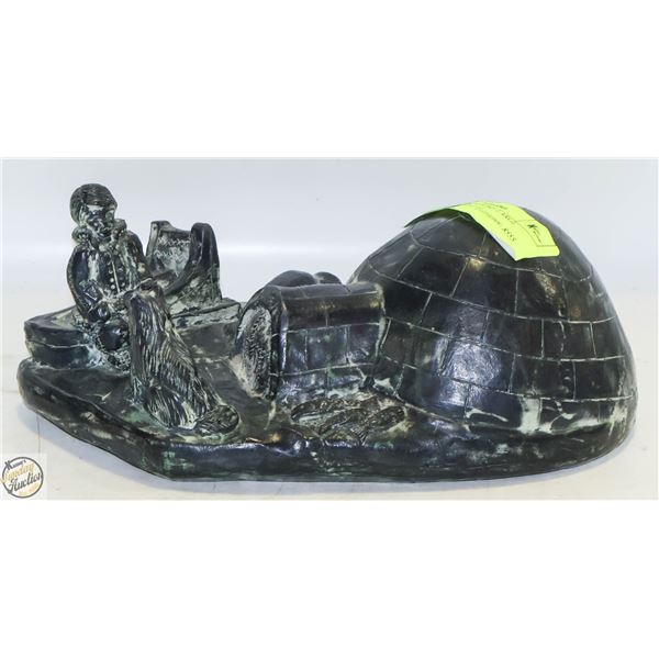 GENUINE SOAPSTONE LARGE HANDCARVED INUIT