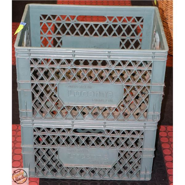 2 LARGE GREEN CARRYING CRATES