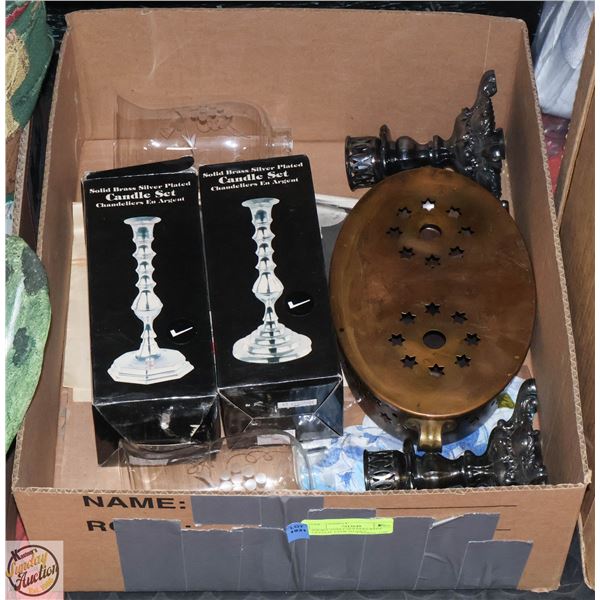 SOLID CANDLE HOLDERS WITH CRYSTAL LAMP SHADES +