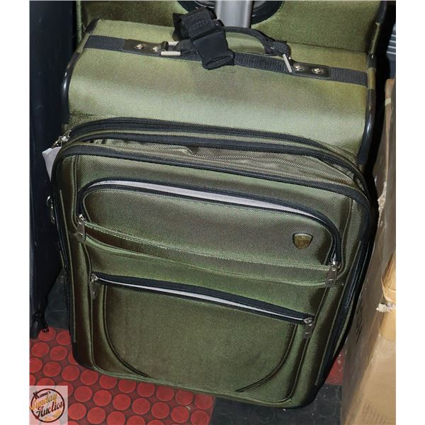 LOT OF 2 HEY GREEN SUITCASES