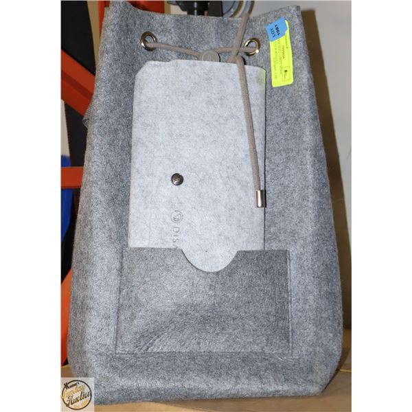 GREY WOOL BAG + GREY WOOL STYLE CLUTCH/WALLET