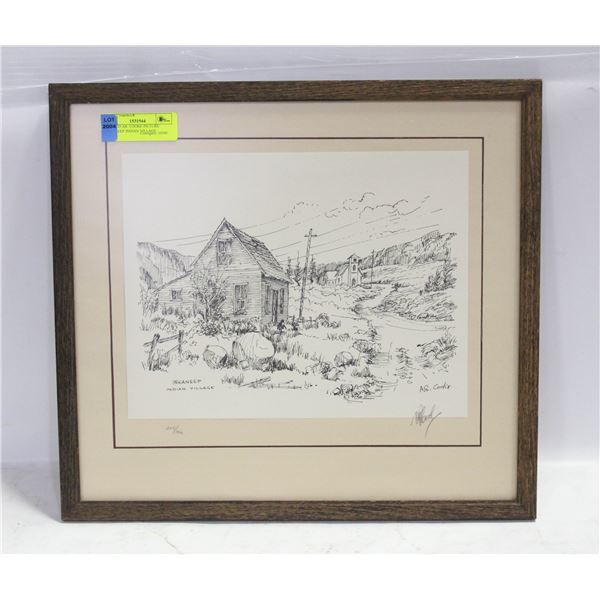 FRAMED AR. COOKE PICTURE INKANEEP INDIAN VILLAGE