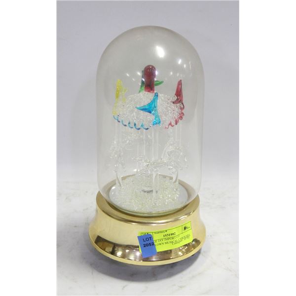 VINTAGE JAY IMPORT CO HANDBLOWN MUSICAL CAROUSEL