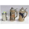Image 1 : LOT OF 3 STEINS - TWO CERAMIC FROM GERMANY ONE IS