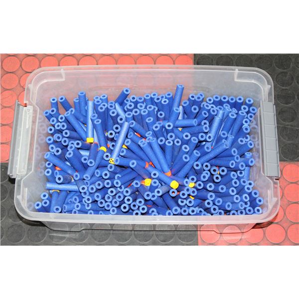 BIN WITH LARGE QUANTITY OF NERF GUN DARTS