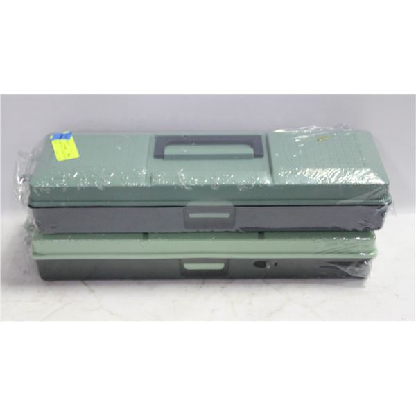 TWO FISHING TACKLE BOXES WITH TWO OPEN