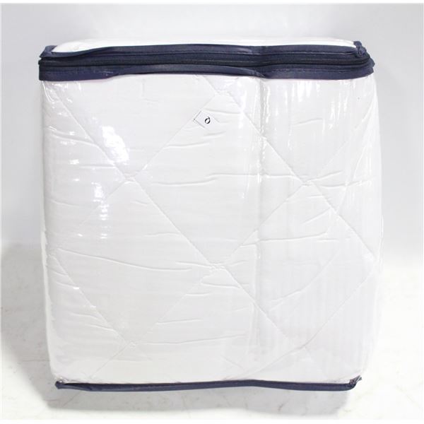 QUEEN SIZE QUILTED FEATHER BED, PROTECTOR