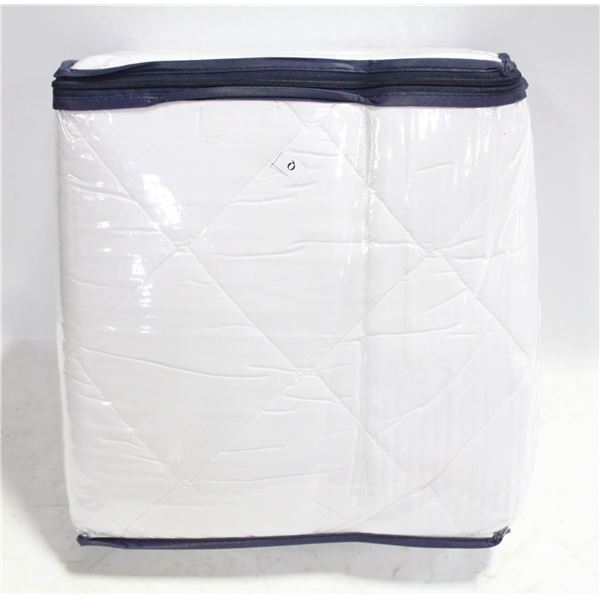 QUEEN SIZE QUILTED FEATHER BED, PROTECTOR
