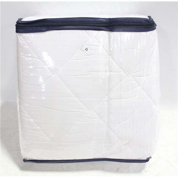 QUEEN SIZE QUILTED FEATHER BED, PROTECTOR