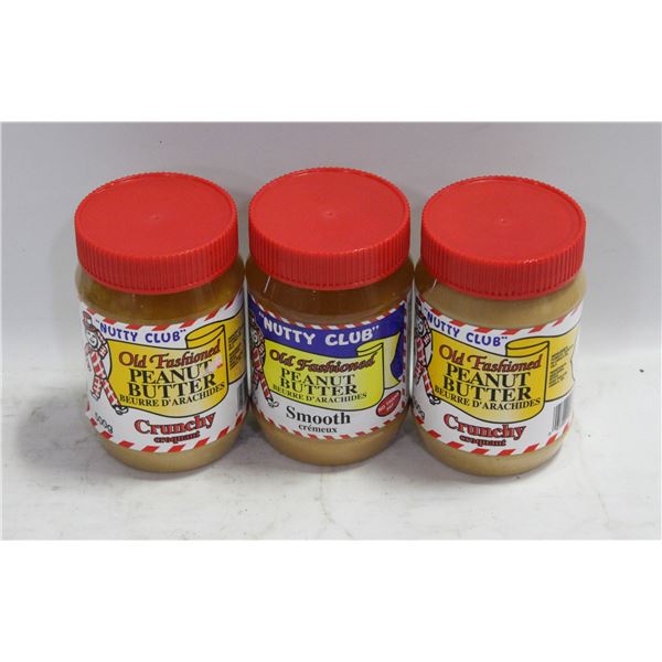 3 JARS OF NUTTY CLUB PEANUT BUTTER